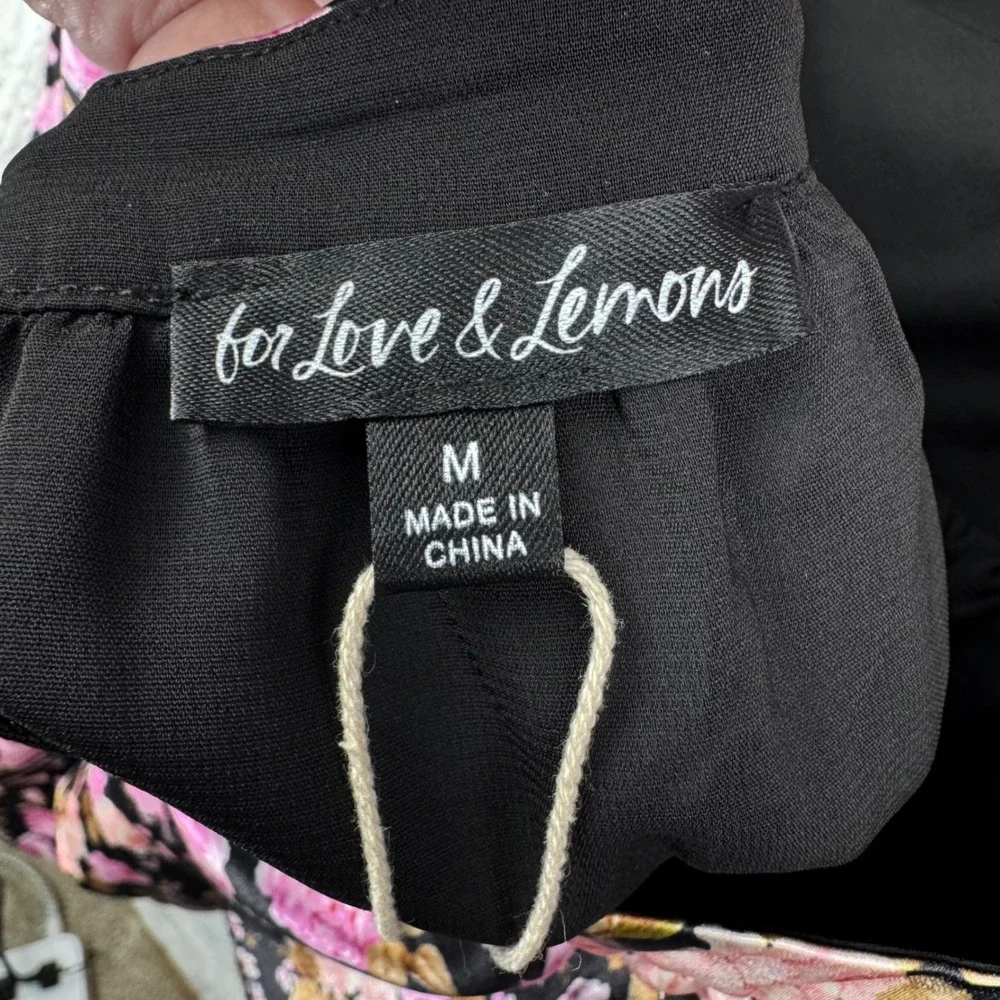 NEW NWT Love & Lemons Kate Mini Dress Floral Babydoll‎ Medium Satin Coquette